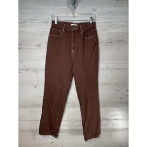 Pacsun Dad Jean Pants Womens 28 Brown Straight Leg Button Fly 100% Cotton Denim